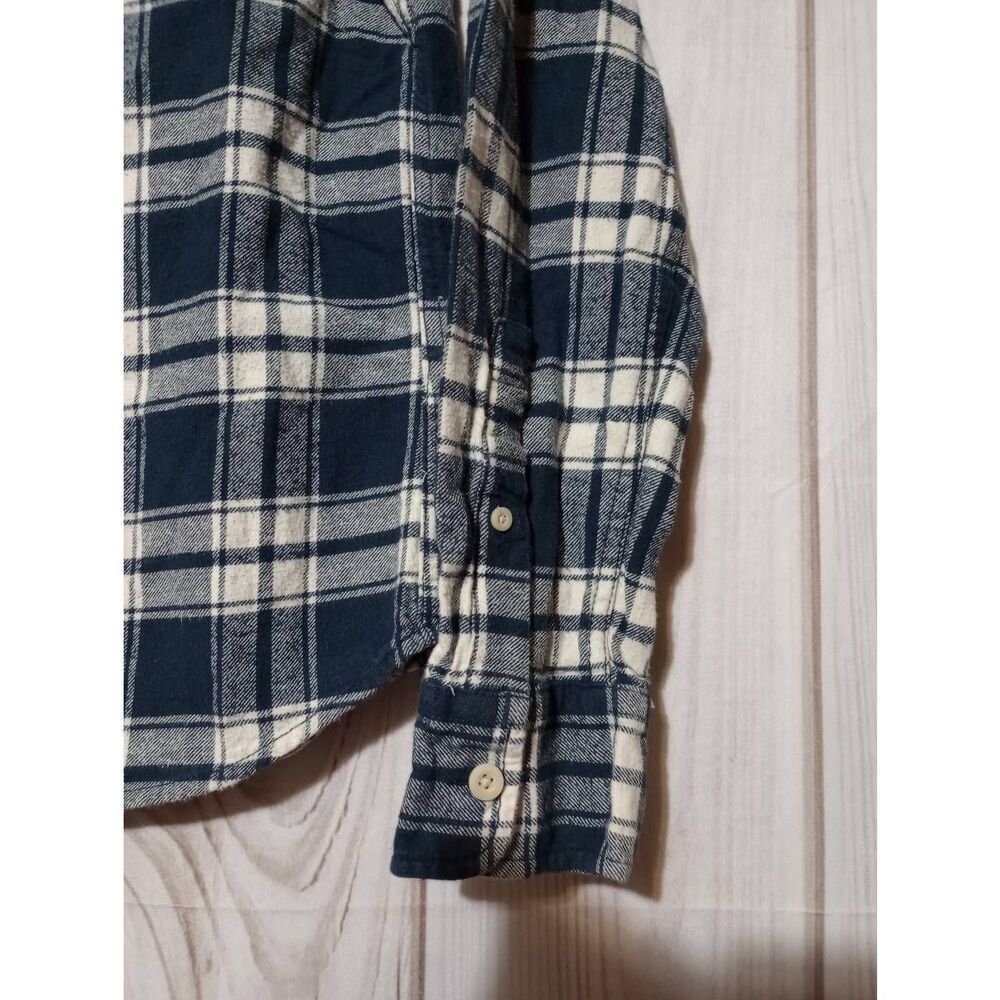 Abercrombie Shirt Boys Extra Large Blue Plaid Muscle Flannel Button Front Long S - Picture 4 of 7